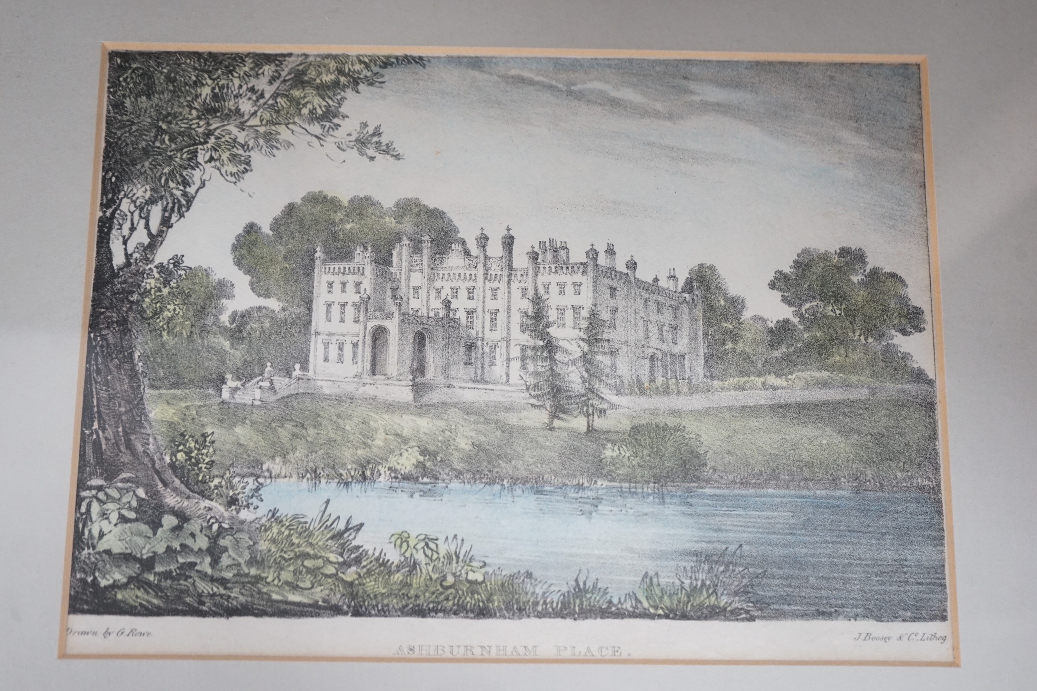 Six assorted 18th / 19th century coloured engraved views of Lewes and environs, largest 18 x 24.5cm